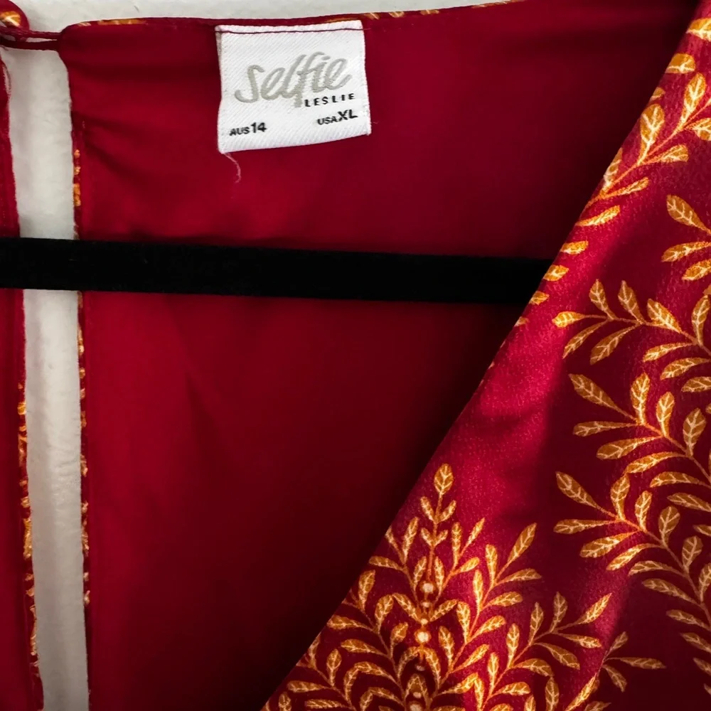 Selfie Leslie Red and Gold Long Sleeve Romper - Picture 8 of 10